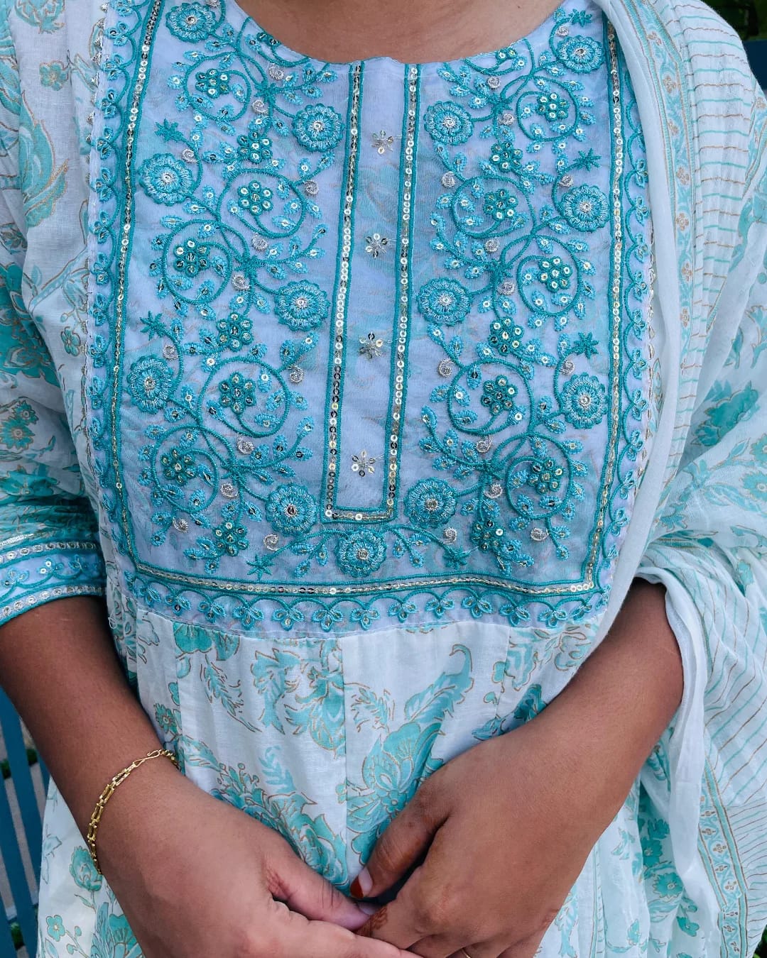 Floral Anarkali Cotton Flare Dress