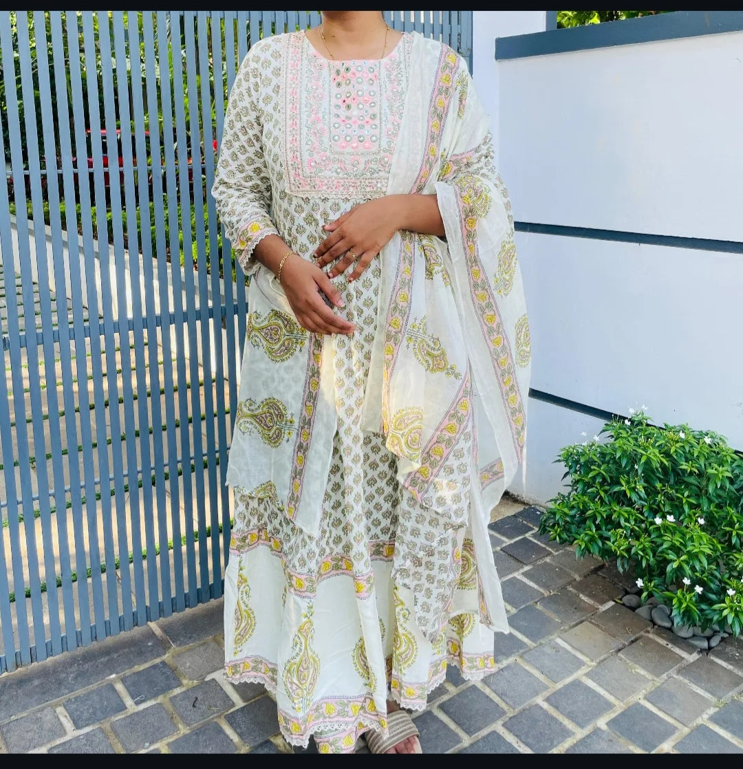 Printed Cotton Anarkali with Flowy Flare