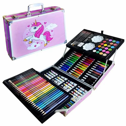 The toy chest Colorful Unicorn Art Box for Kids – Drawing & Painting Supplies in Suitcase