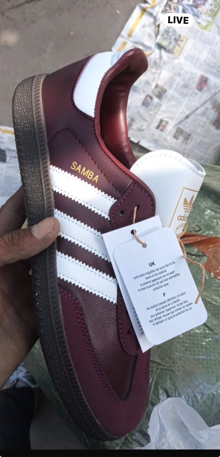 ADIDAS ORIGINALS SAMBA CHERRY WHITE STRIPES & CREAM LEOPERD STRIPES