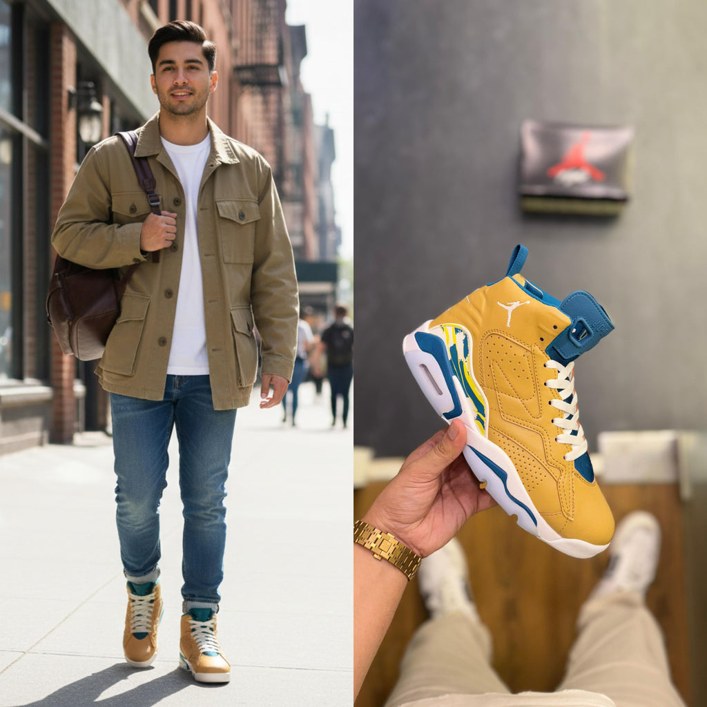 AIR JORDANS RETRO 6 JUMPMAN MVP YELLOW BROWN