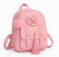 Girls Stylish Pink Backpack Combo (3-in-1) | Cute Bow Design | School, College & Travel Use | PU Leather | Round Sling Bag + Mini Pouch Included